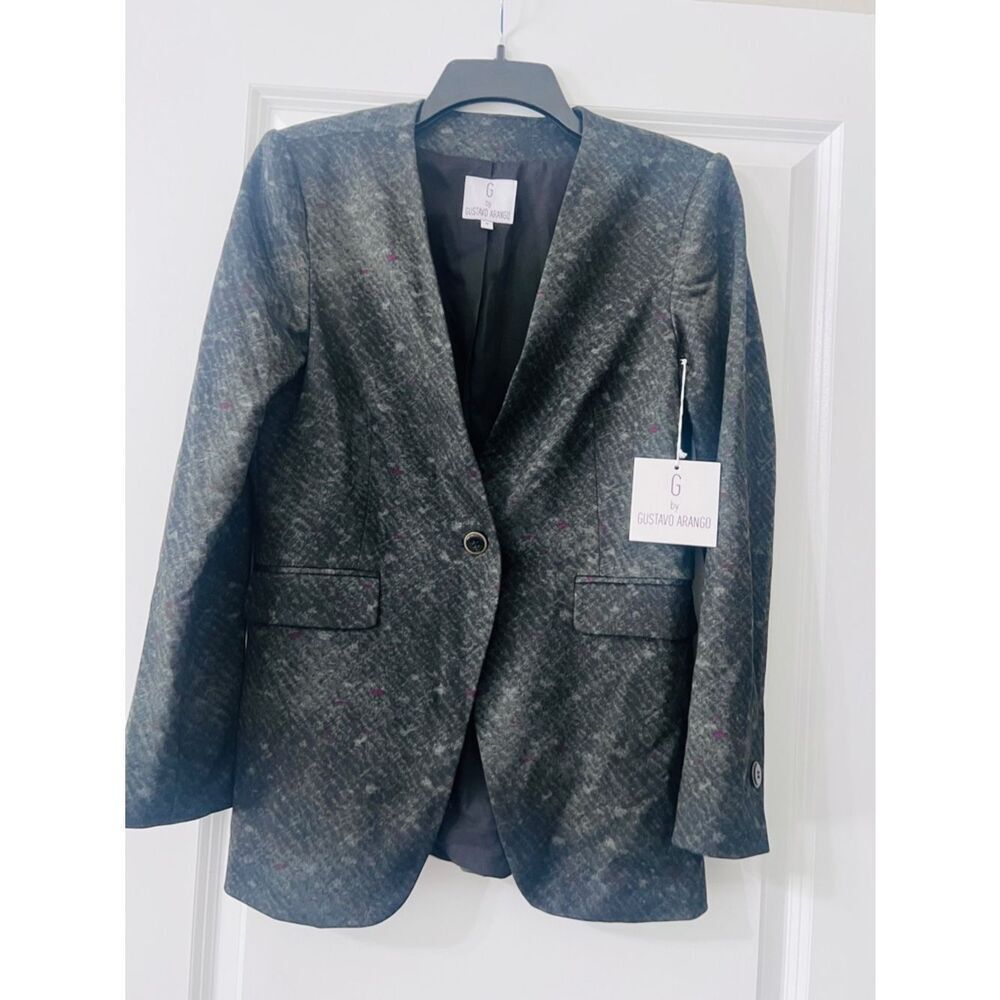 NWT G BY GUSTAVO ARANGO GRAY BLAZER COAT JACKET SZ 4 WOMEN - Picture 1 of 9